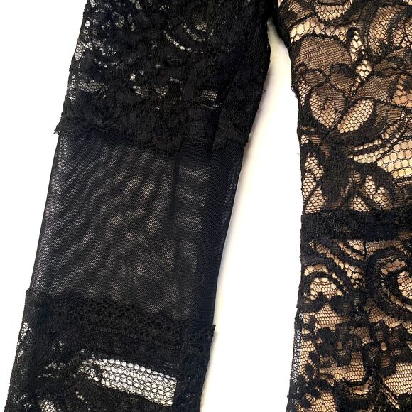 Nicole Miller Lace Sheath Dress Size M Black Beige Lining Stretch NWT CE 10053 - Picture 12 of 16